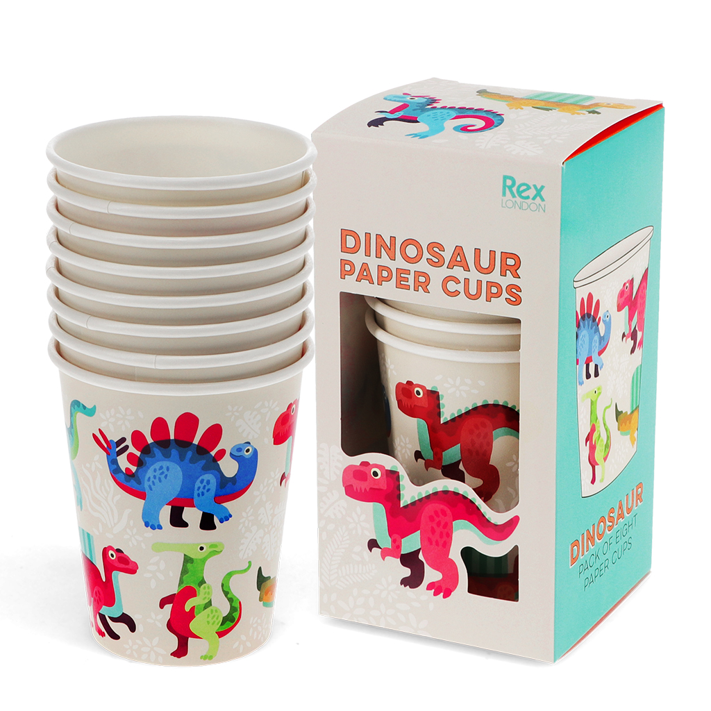 gobelets en carton (lot de 8) - bébés dinosaures