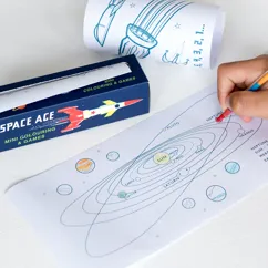 mini colouring and games - space age mini colouring and games - space age