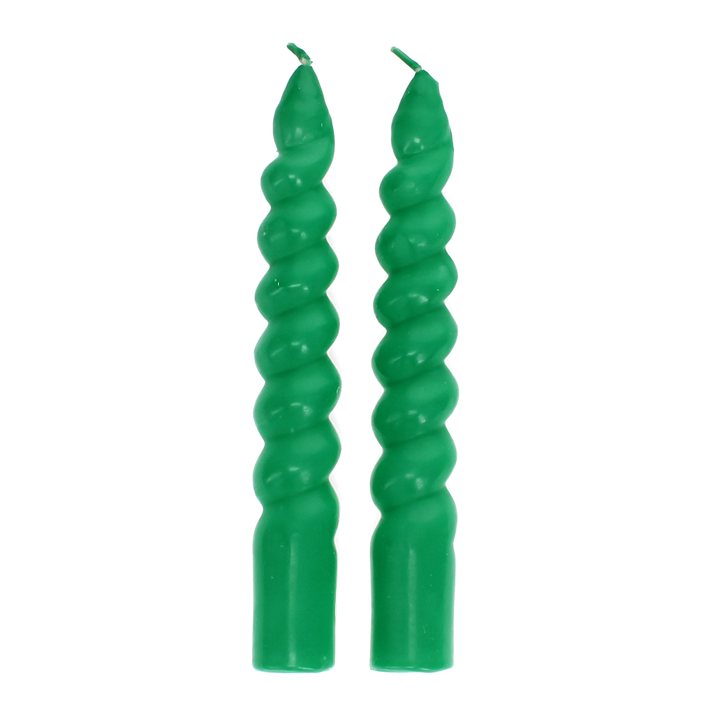 twisted candles (pack of 2) - dark green