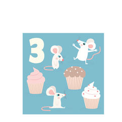 carte d'anniversaire souris 'trois'