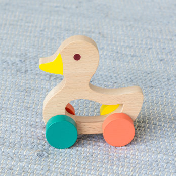 wooden push along toy - duck