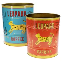 xl storage tins (set of 2) - leopard xl storage tins (set of 2) - leopard