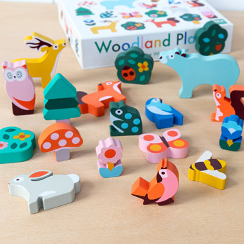 wooden animal playset - woodland