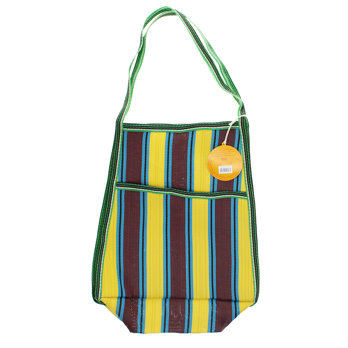 gewebte tasche aus recyceltem material mit seitentasche - braun, gelb, blau