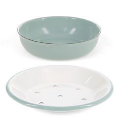 round two-part enamel soap dish - sage green