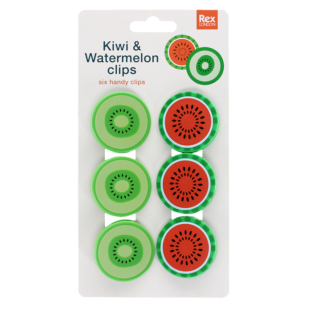bag clips (set of 6) - kiwi and watermelon