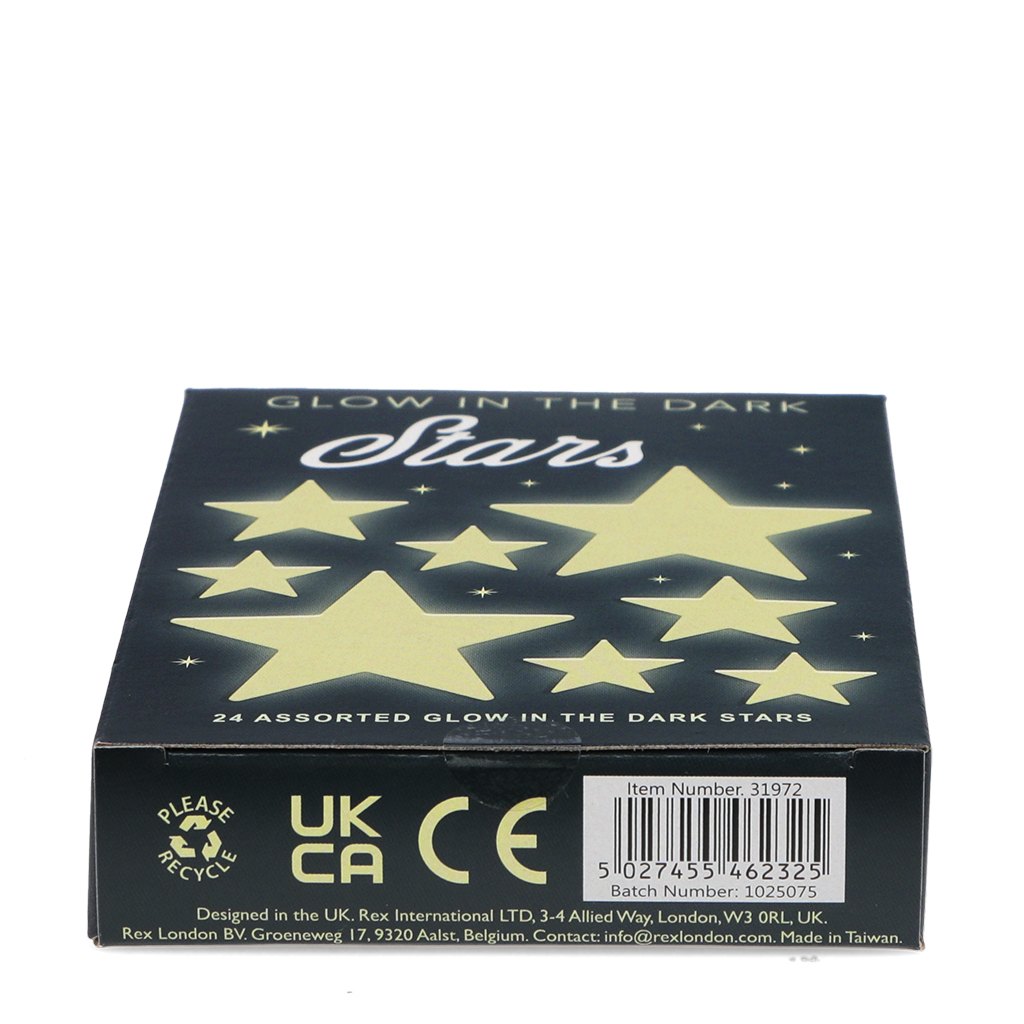 glow in the dark stick-on shapes (box of 24) - stars