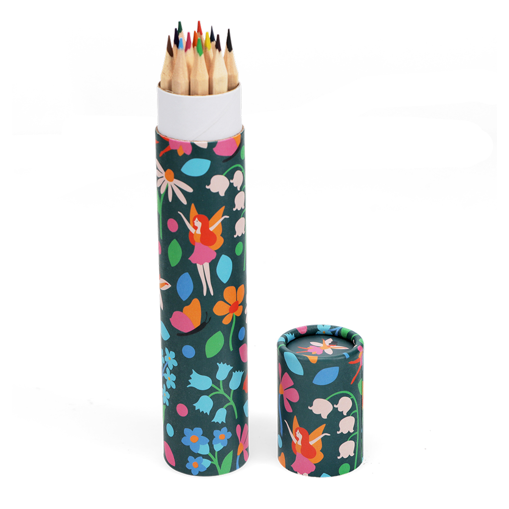 long tube of colouring pencils - fairies in the garden