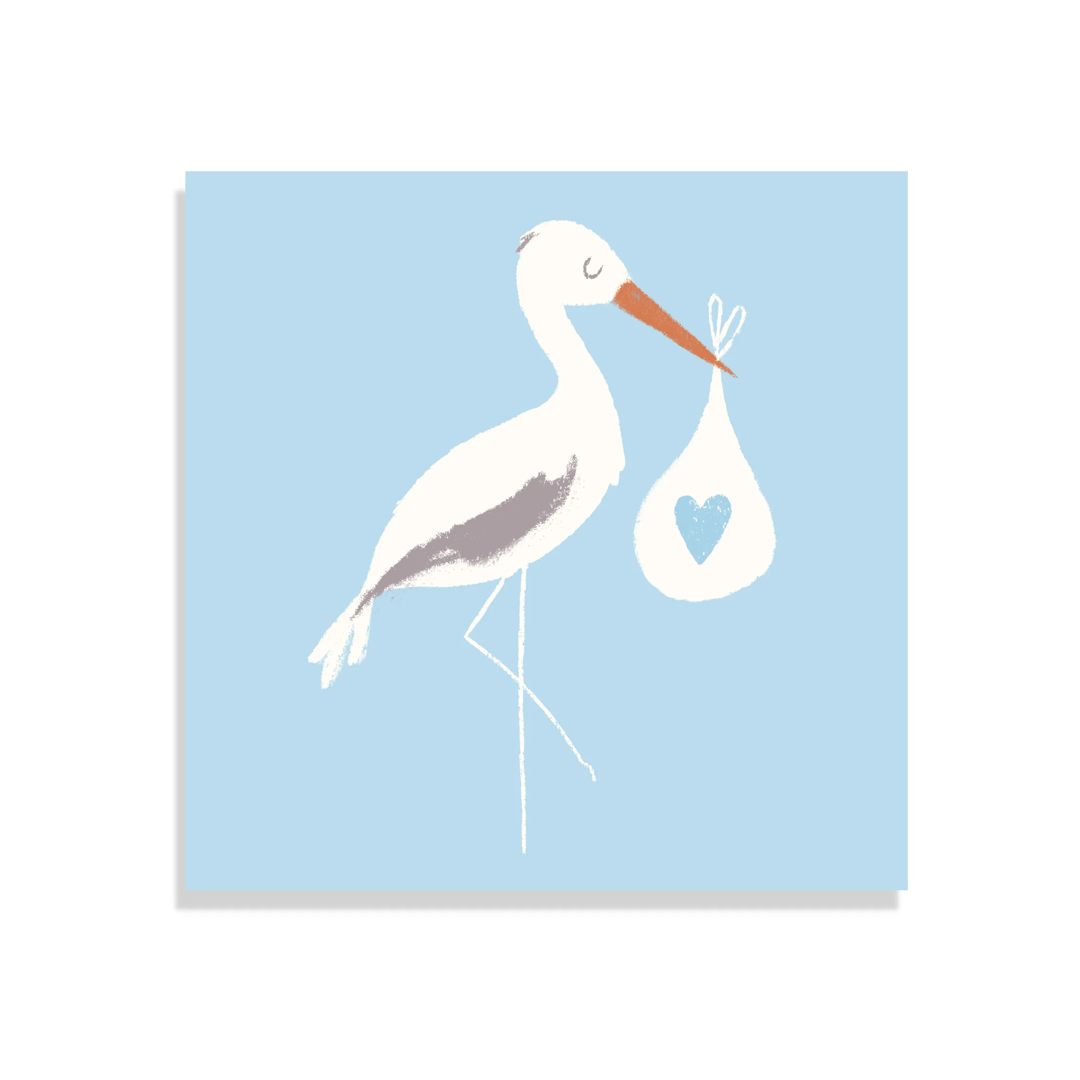 greetings card - blue stork