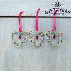 handmade beaded heart decoration (5x5cm) - multi-coloured handmade beaded heart decoration (5x5cm) - multi-coloured