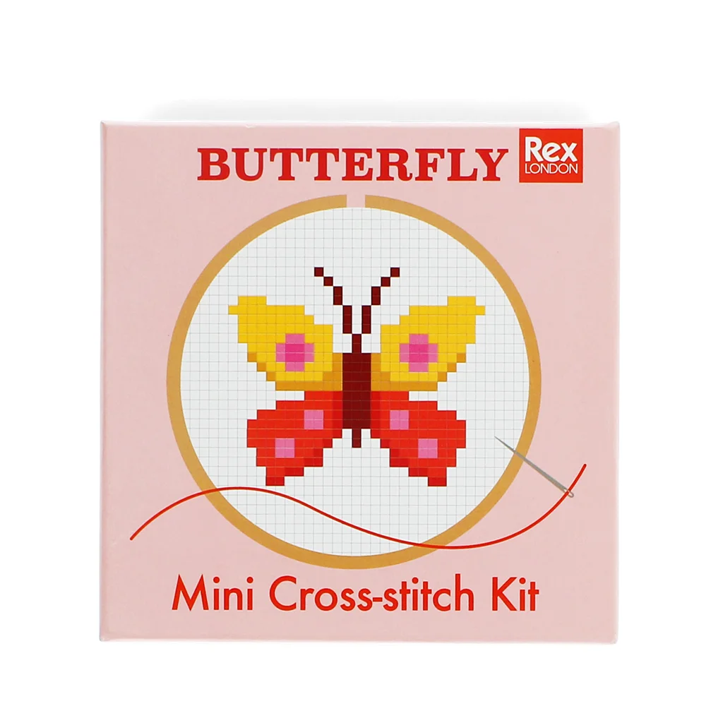 mini kit punto de cruz - mariposa