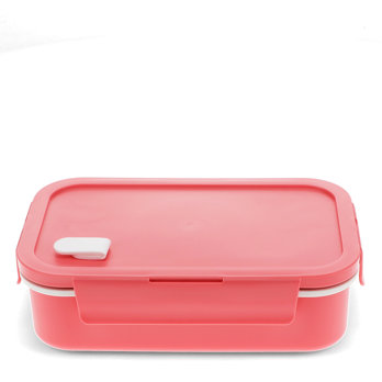 double wall lunch box with divider - rose pink