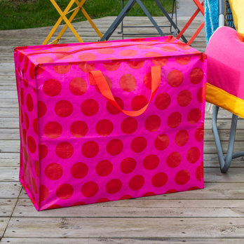 jumbo storage bag - red on pink spotlight