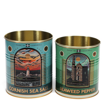 deko-dosen aus metall (2-er set) - cornish salt and pepper