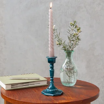 enamel candlestick (13cm) - blue enamel candlestick (13cm) - blue