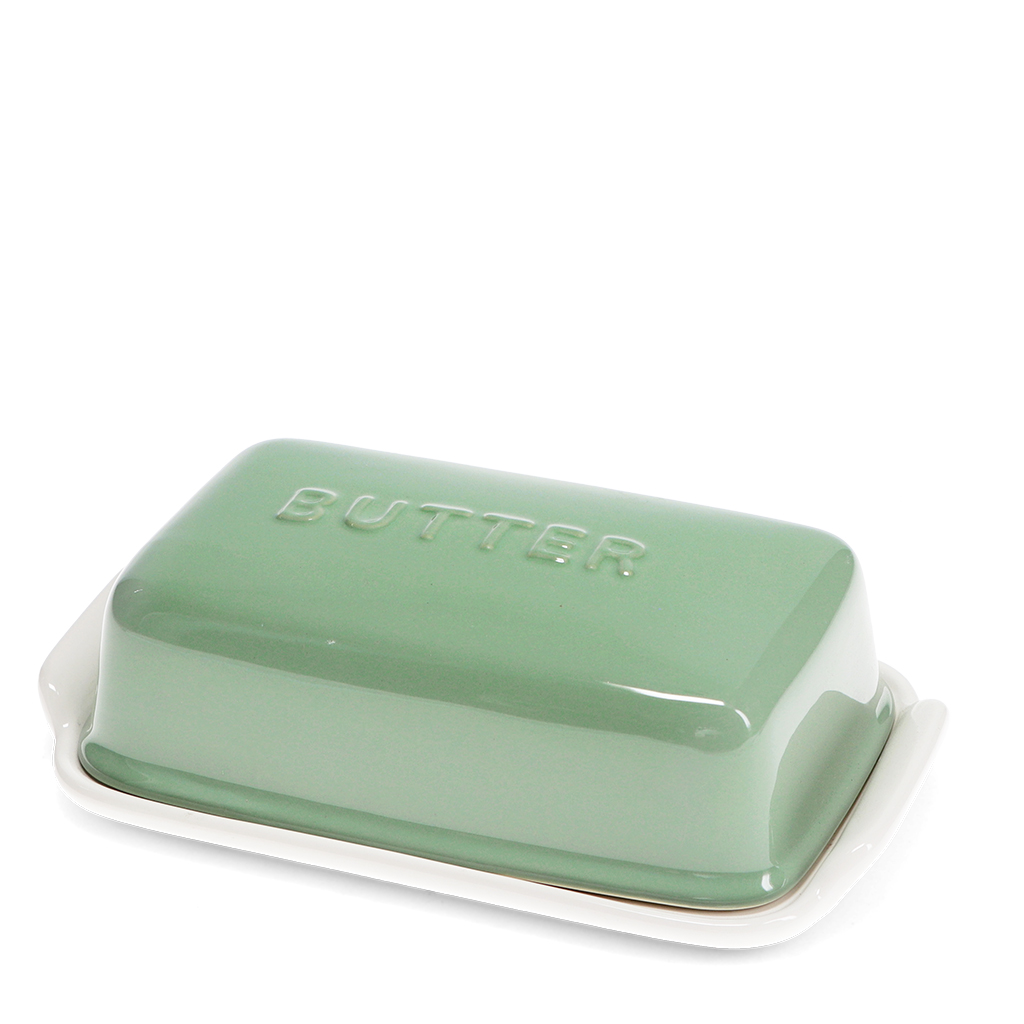 ceramic butter dish - green