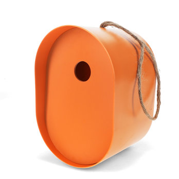 ovales vogelhaus aus bambusfaser - orange