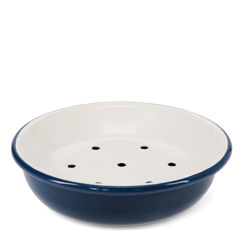 round two-part enamel soap dish - petrol blue