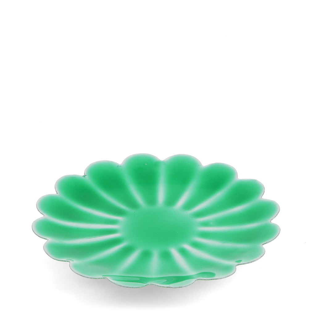 emaillierter flacher kerzenständer in blütenform (9cm) – grün