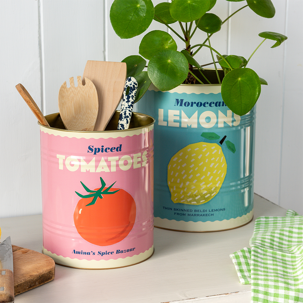 xl storage tins (set of 2) - lemon and tomato