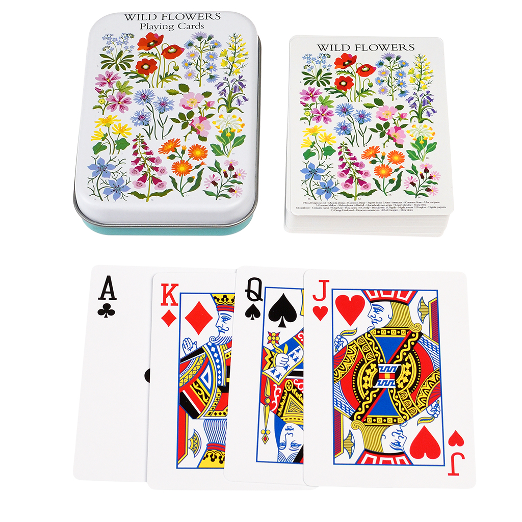 playing cards in a tin - wild flowers