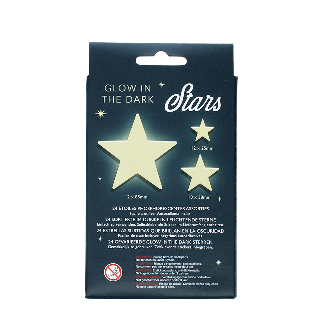 glow in the dark stick-on shapes (box of 24) - stars
