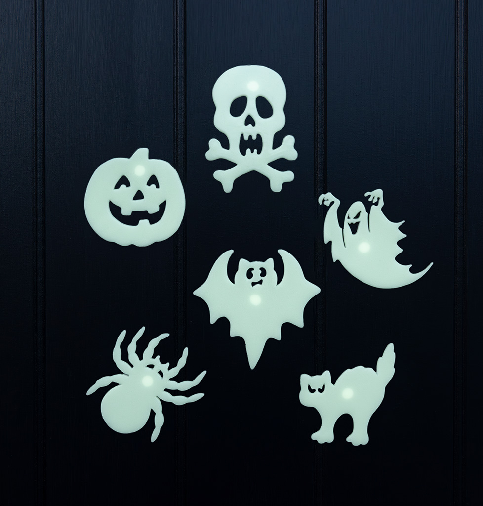 glow in the dark stick-on shapes (box of 12) - spooky