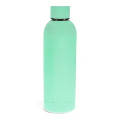 rubber coated steel bottle 500ml - mint green