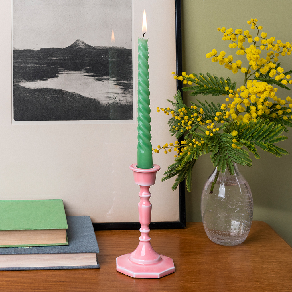 enamel candlestick (13cm) - pink