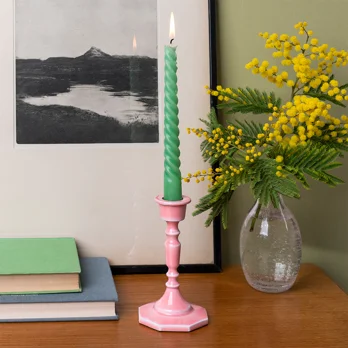 enamel candlestick (13cm) - pink enamel candlestick (13cm) - pink