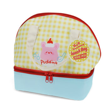 dual compartment insulated lunch bag - kawaii pudding