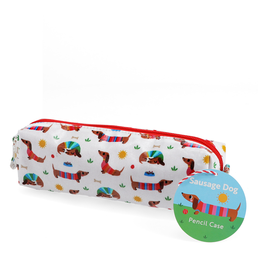 pencil case - sunny sausage dog