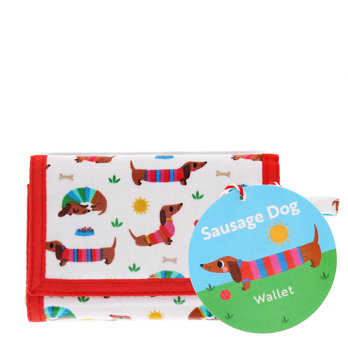 children's wallet - sunny sausage dog