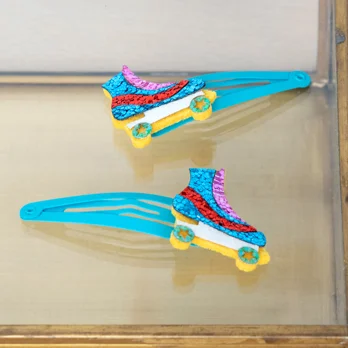 glitter hair clips (set of 2) - roller skate glitter hair clips (set of 2) - roller skate