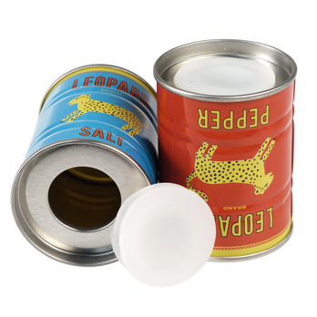 tin salt and pepper shakers - leopard