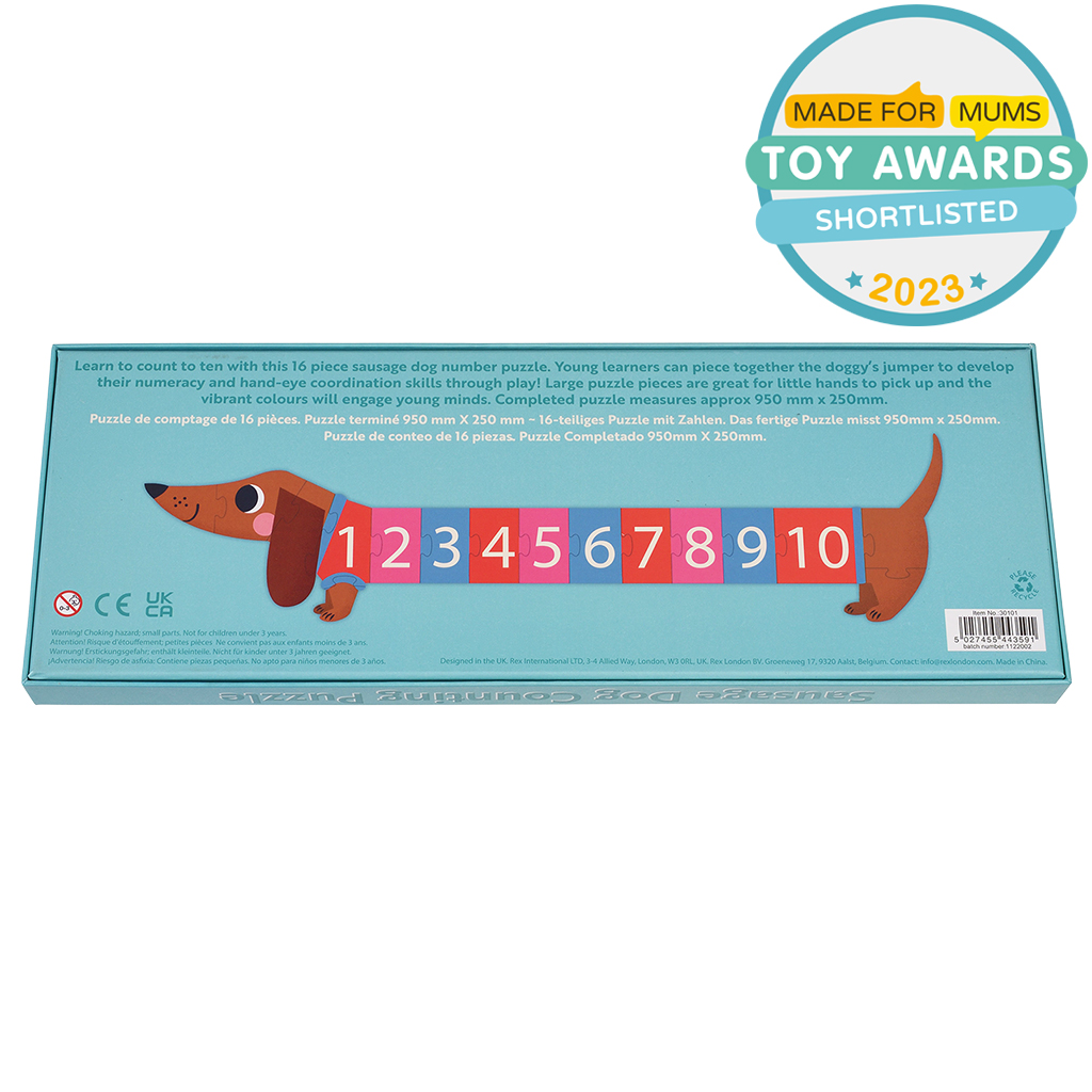 number floor puzzle (16 pieces) - sausage dog