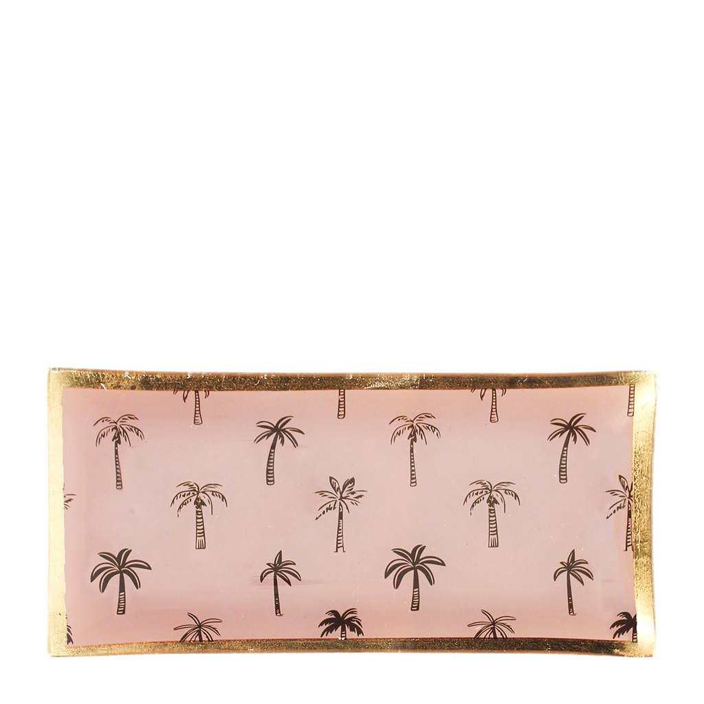 glass trinket dish - palm tree