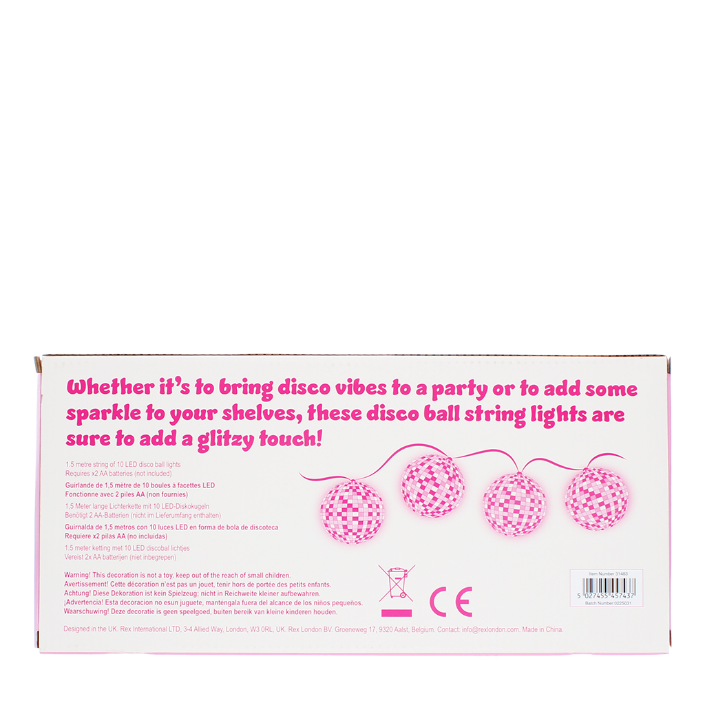lichterkette mit 10 led-discokugeln – pink