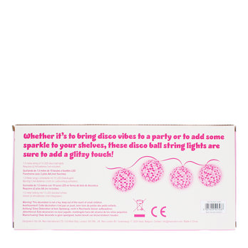 string of 10 led disco ball lights - pink