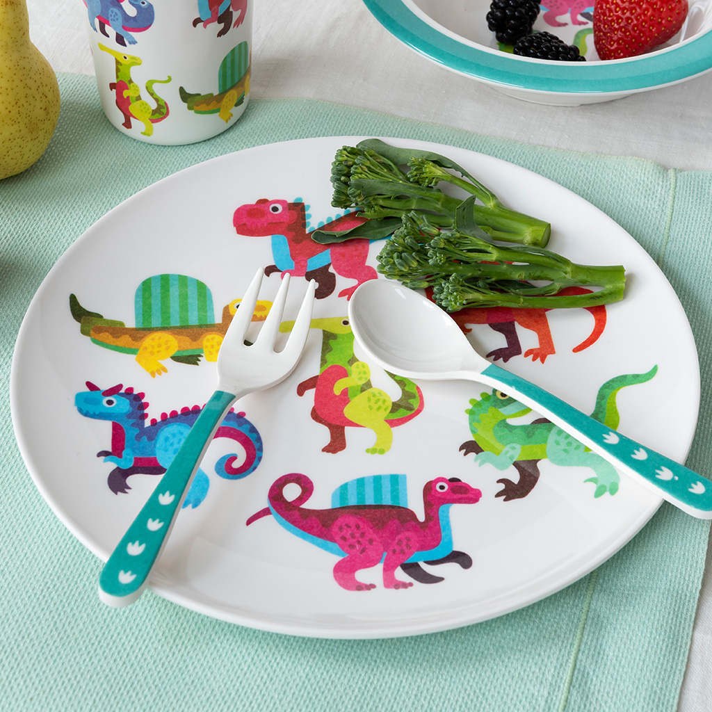 assiette en mélamine pour enfant - bébés dinosaures