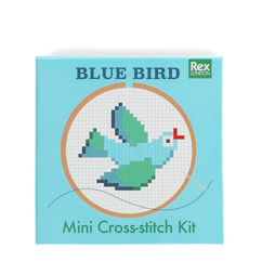 mini kit au point de croix - oiseau bleu