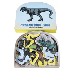 set of 7 dinosaur puzzles - prehistoric land
