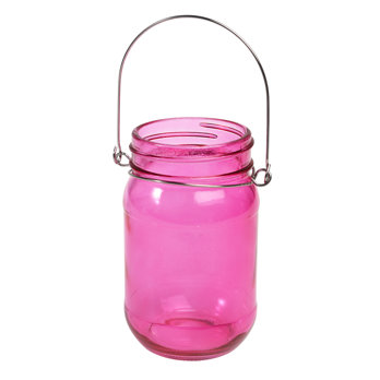 photophore rose pot à confiture suspendu