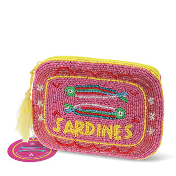 handcrafted beaded makeup bag - sardines