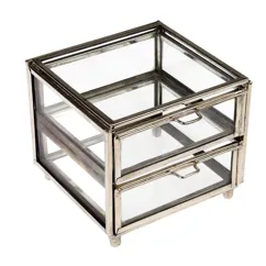 two drawer brass box in silver