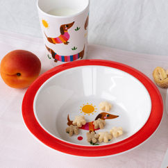 children's melamine bowl - sunny sausage dog
