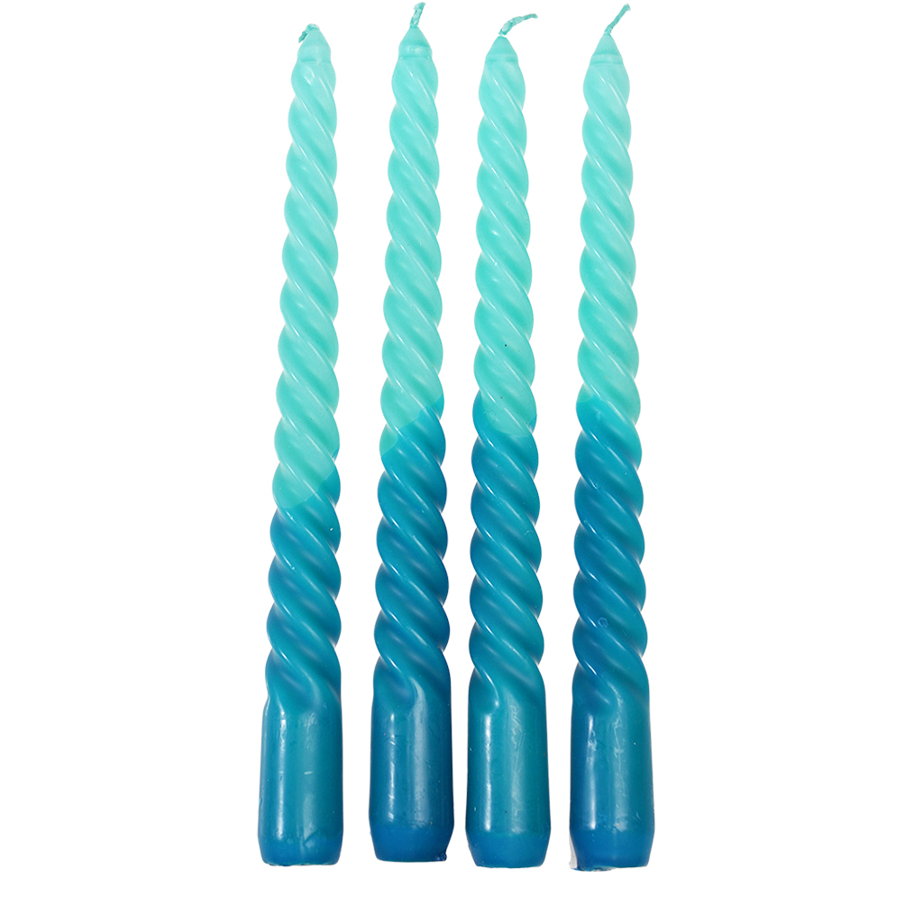 dip dye spiral candles (set of 4) - blue 