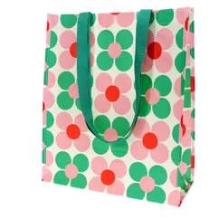 shopping bag - pink and green daisy shopping bag - pink and green daisy