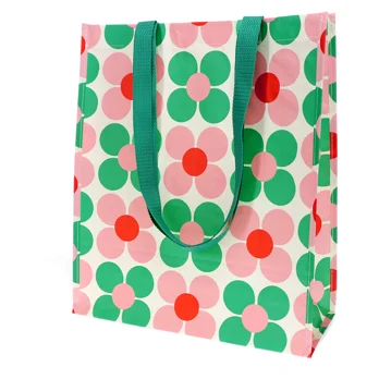 shopping bag - pink and green daisy shopping bag - pink and green daisy