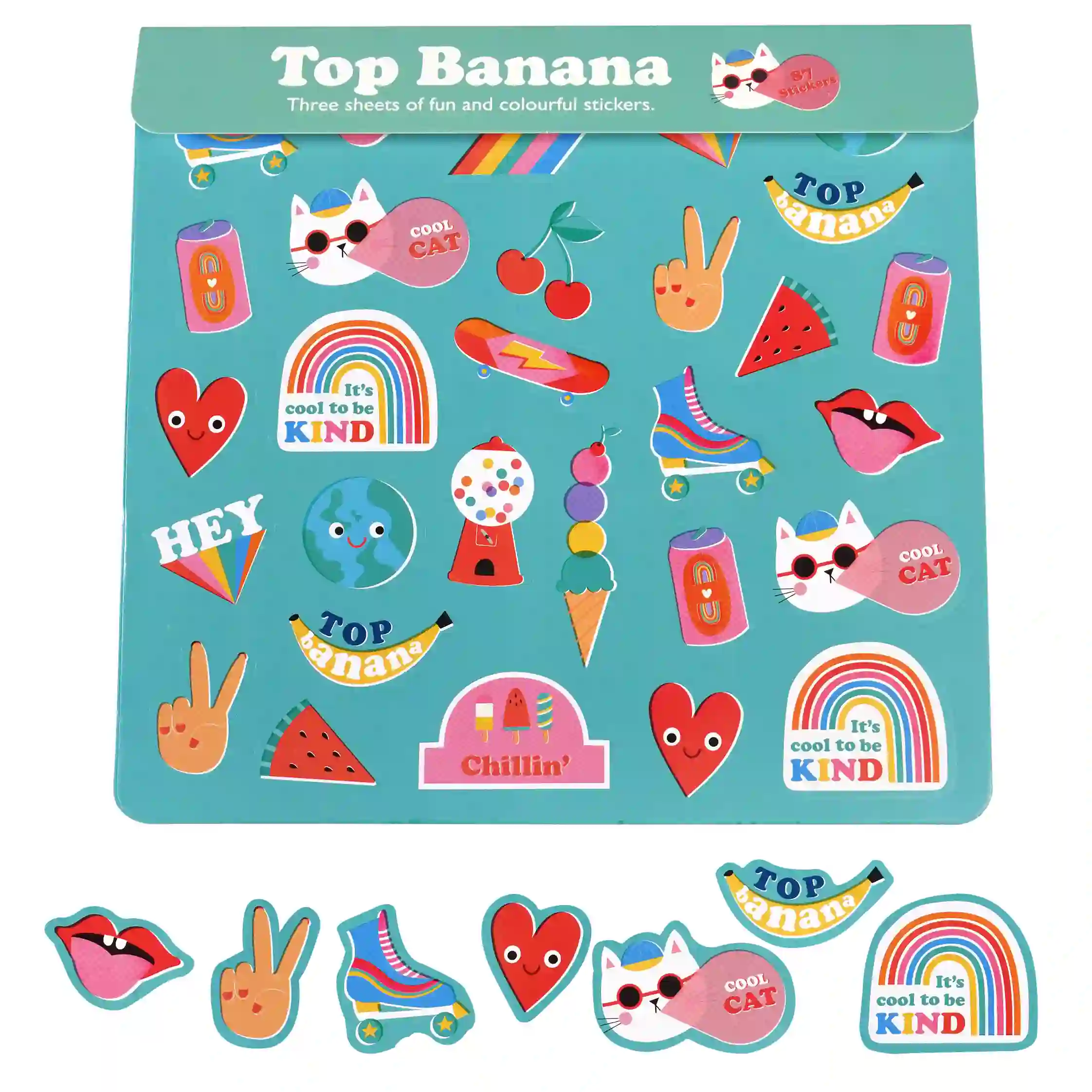 ensemble de 3 feuilles d'autocollants top banana